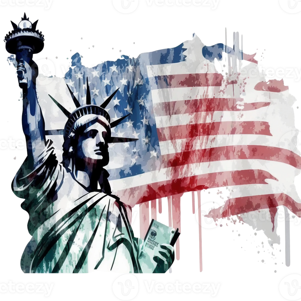 Watercolor statue of liberty clipart, 4th of July element, png