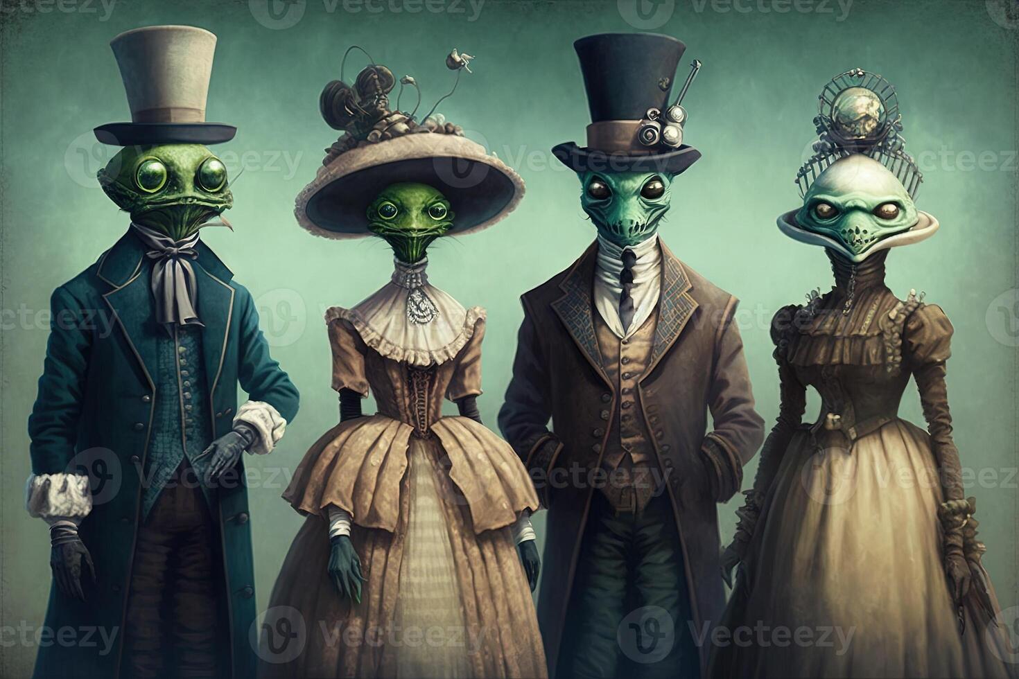 extranjeros vestido en victoriano era ropa ilustración generativo ai foto