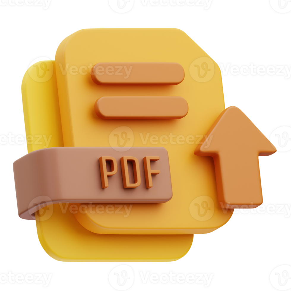 Upload File PDF Online Education 3D Illustration png