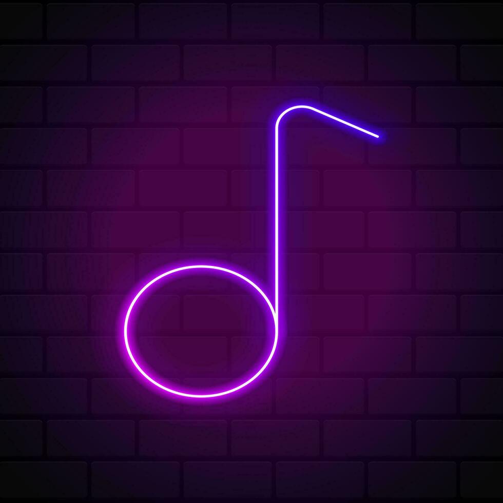 Glowing neon music note icon. Colorful music sign. Glowing neon. Vector illustration