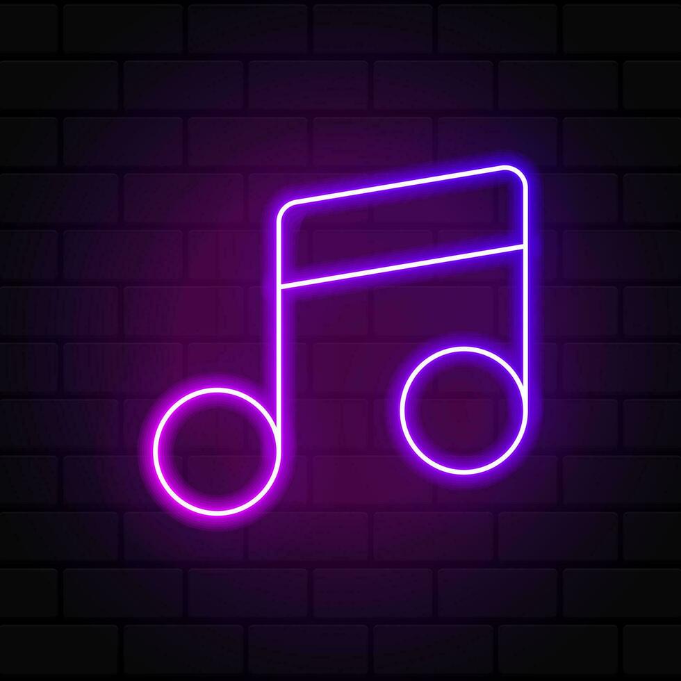 Glowing neon music note icon. Colorful music sign. Glowing neon. Vector illustration