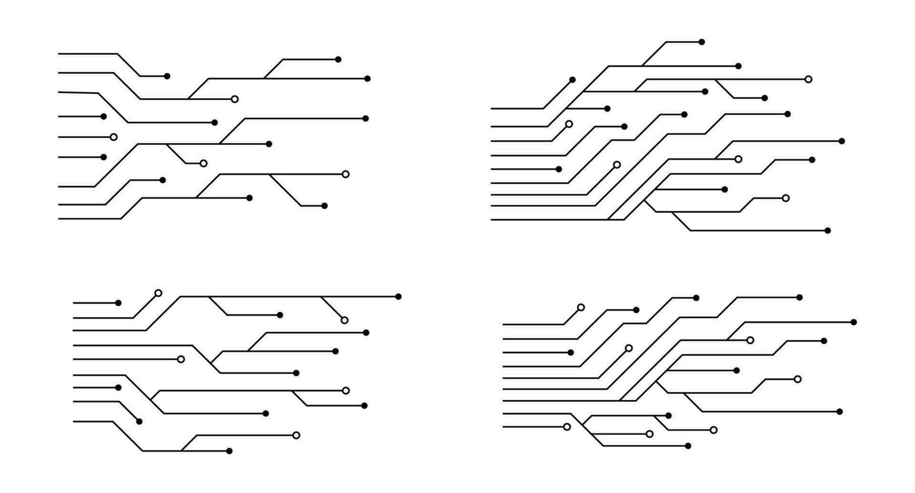 Set of printed circuit board. Abstract futuristic circuit board. Hi tech digital circuit board. Futuristic technology design elements. Vector illustration