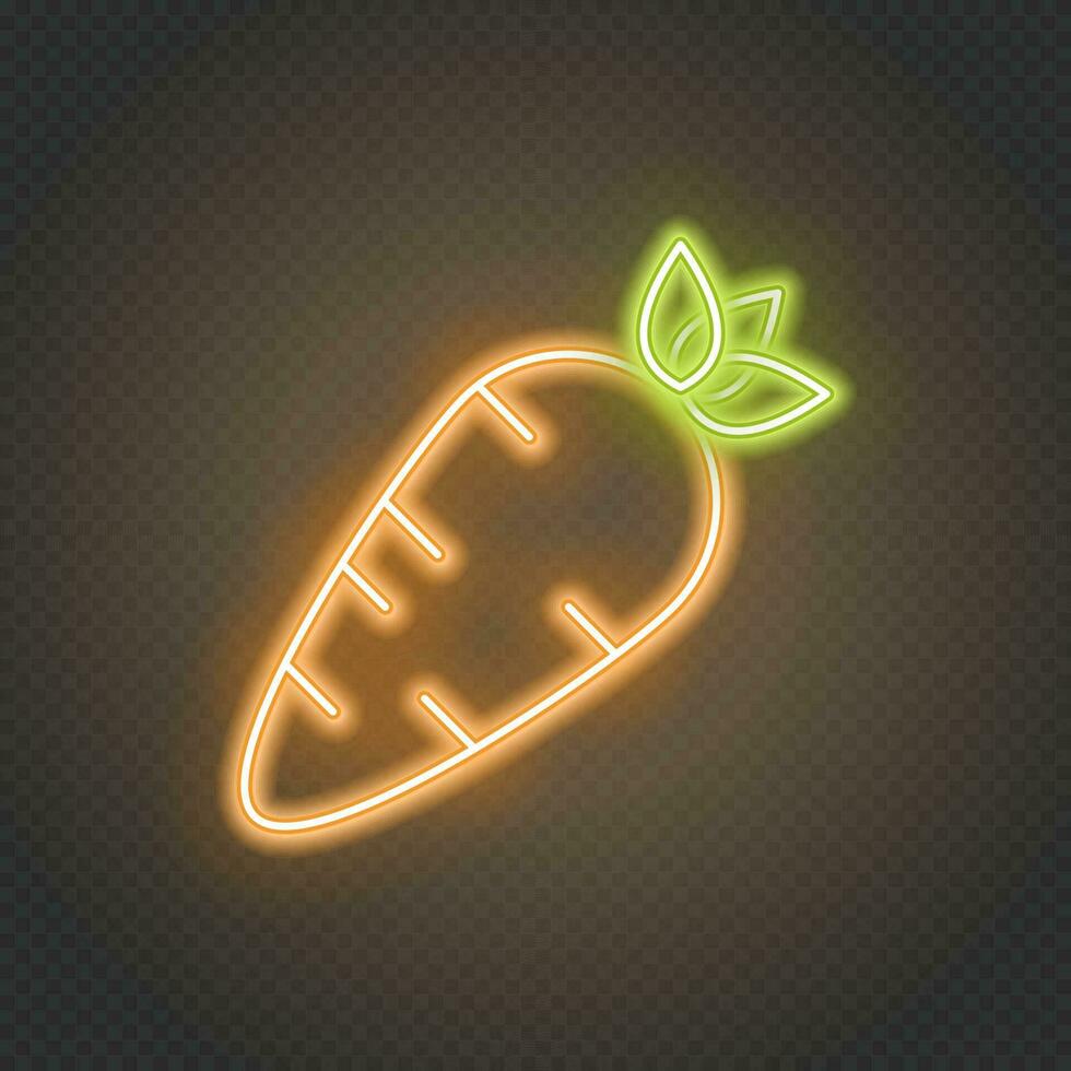 Carrot neon icon. Gardening and agriculture concept. Glowing neon. Vector illustration