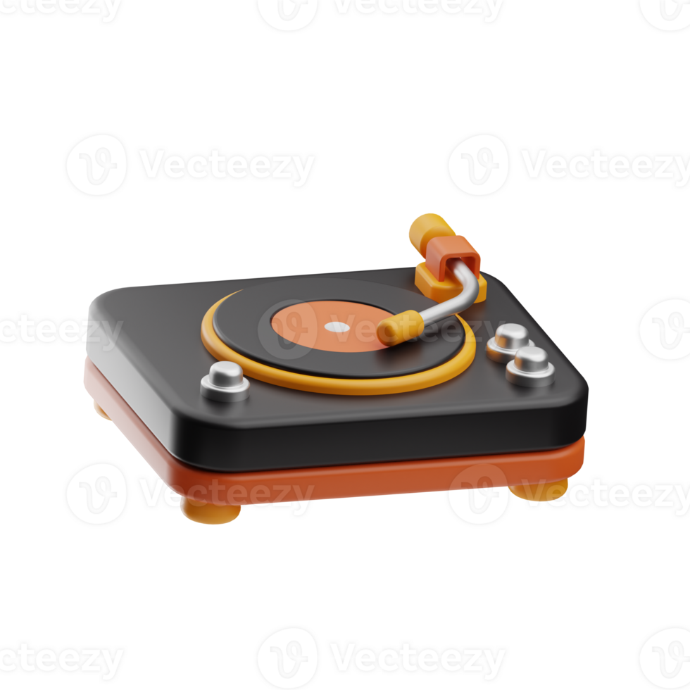 music object turntable illustration 3d png