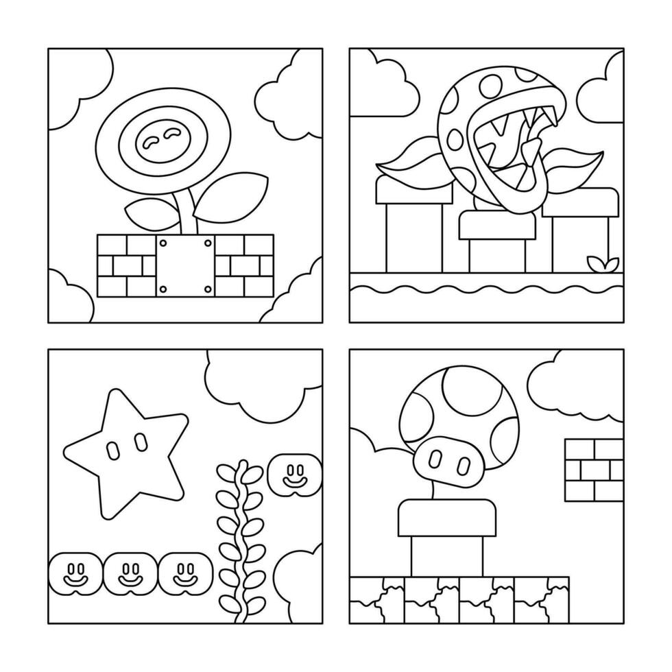 Video Game Stage for Children Coloring Book vector