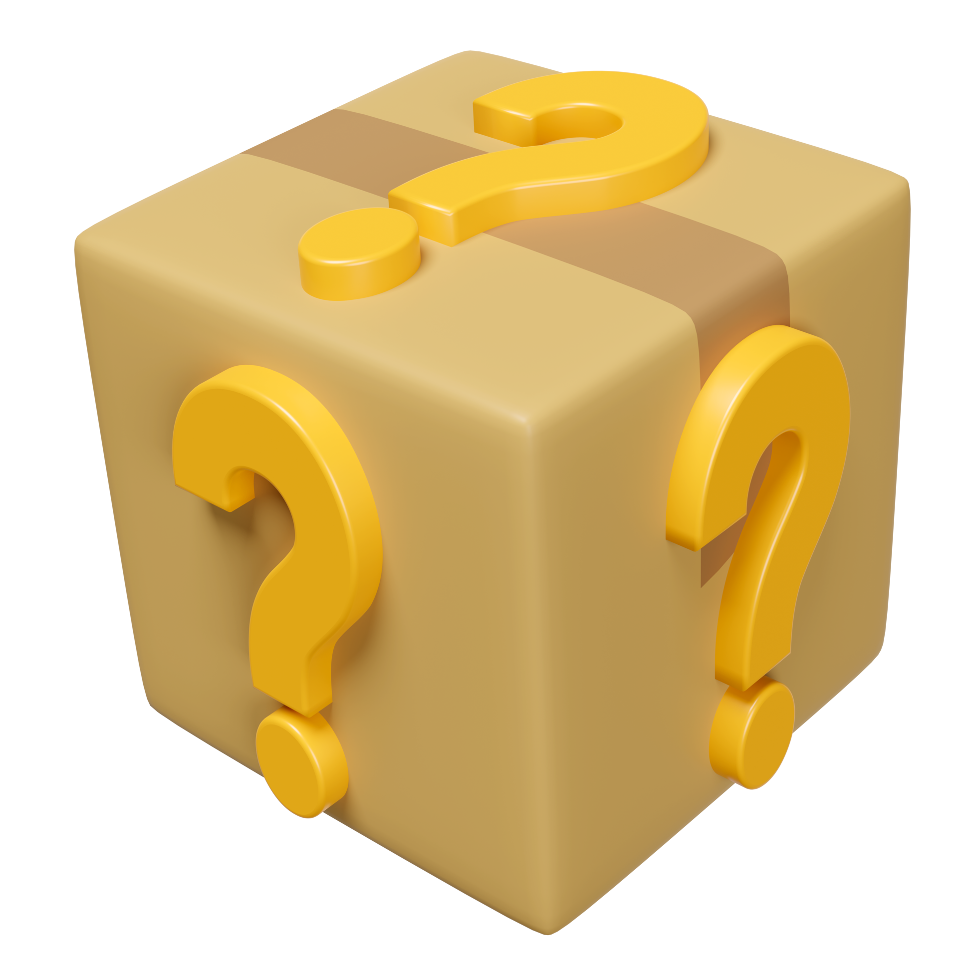 3d bienes cartulina caja con naranja pregunta marca símbolo icono