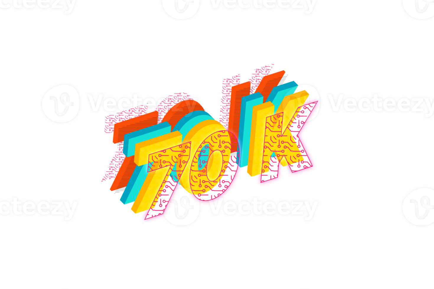 70 k subscribers celebration greeting Number with tech design png