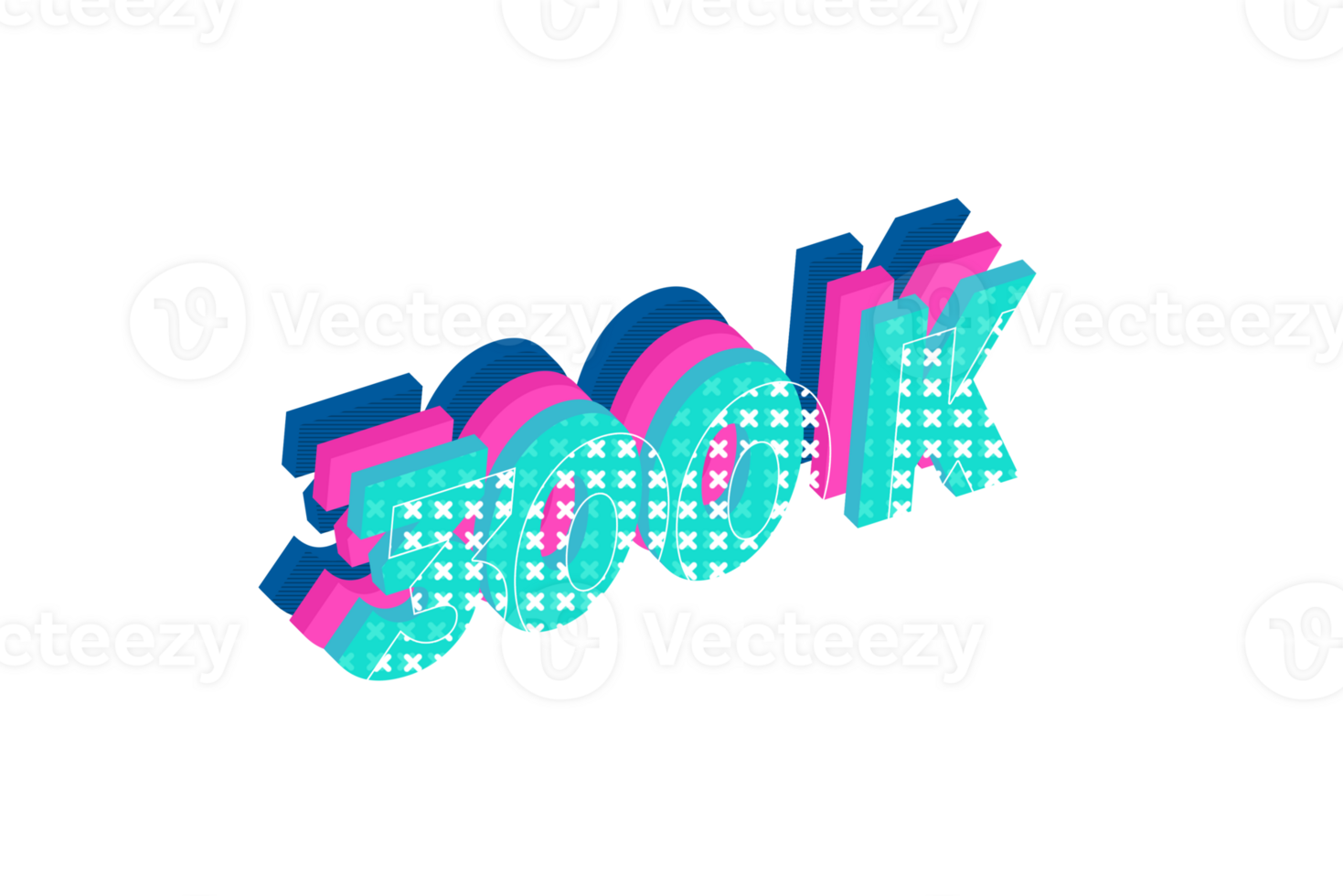 300 k subscribers celebration greeting Number with multi layers design png