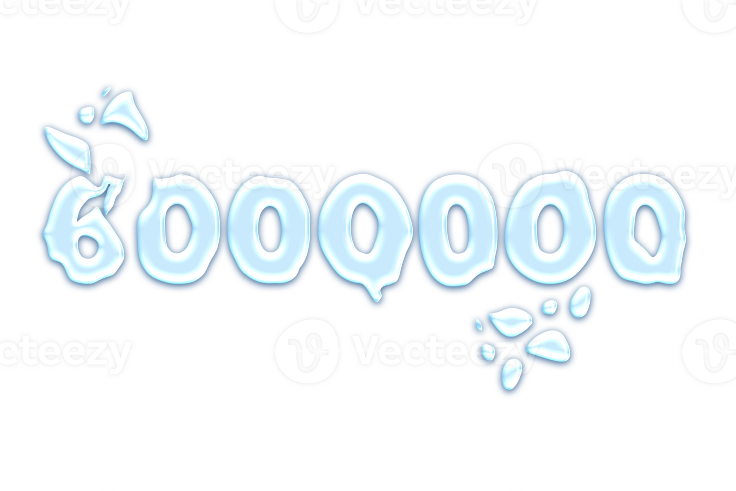 6000000 subscribers celebration greeting Number with water design png