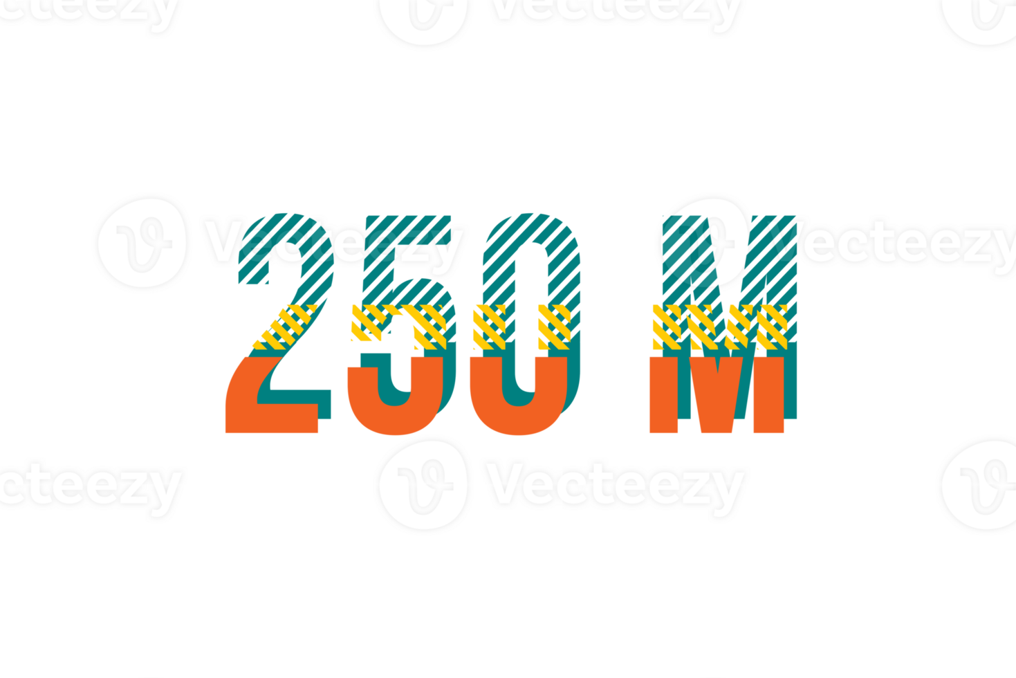 250 million subscribers celebration greeting Number with stripe design png