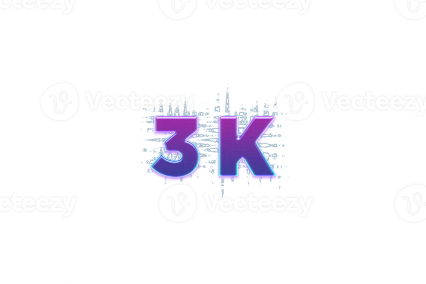 3 k subscribers celebration greeting Number with purple glowing design png