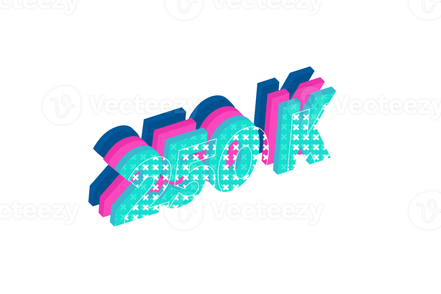 250 k subscribers celebration greeting Number with multi layers design png