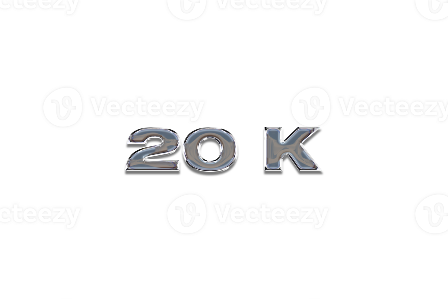 20 k subscribers celebration greeting Number with chrome design png