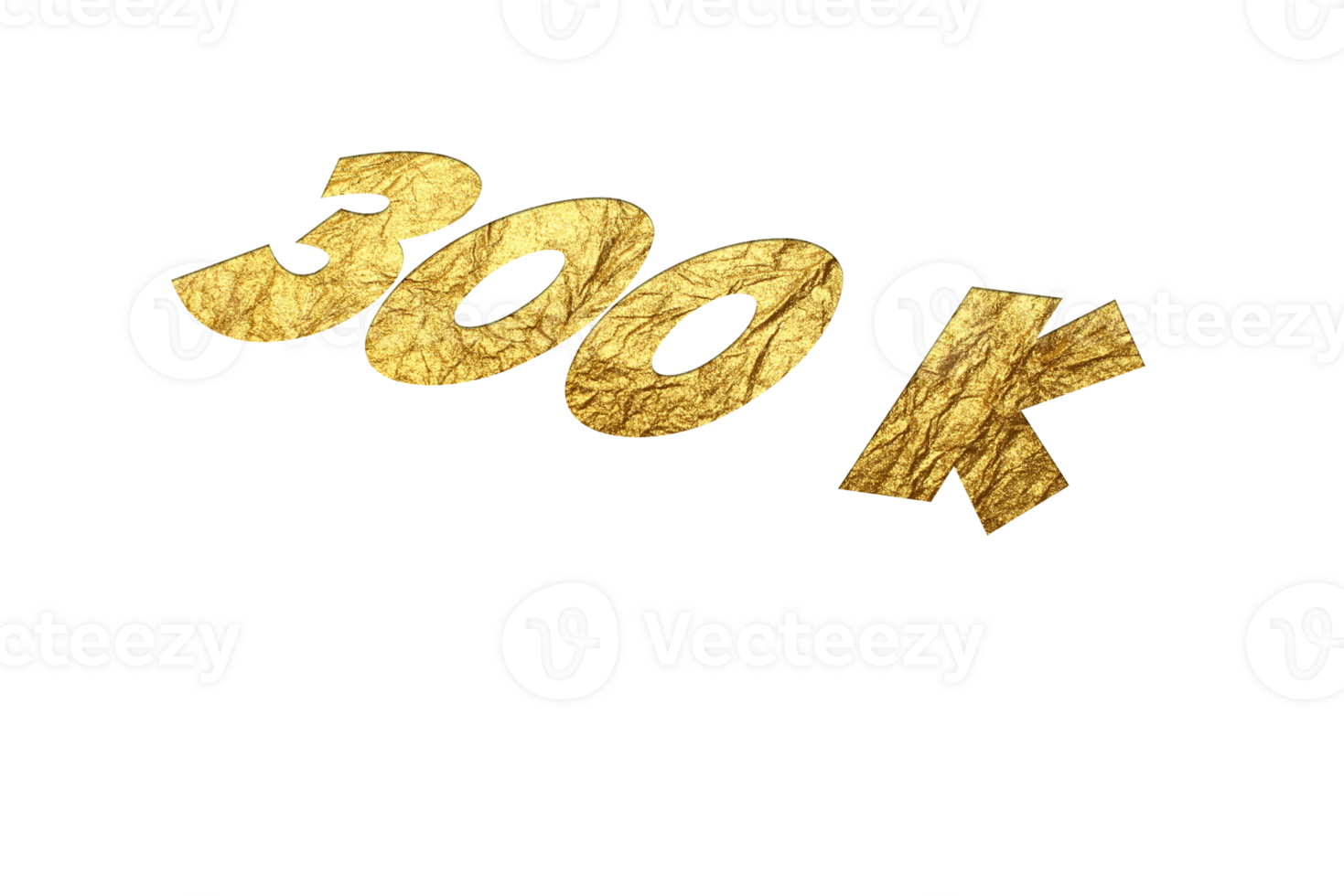 300 k subscribers celebration greeting Number with golden paper design png