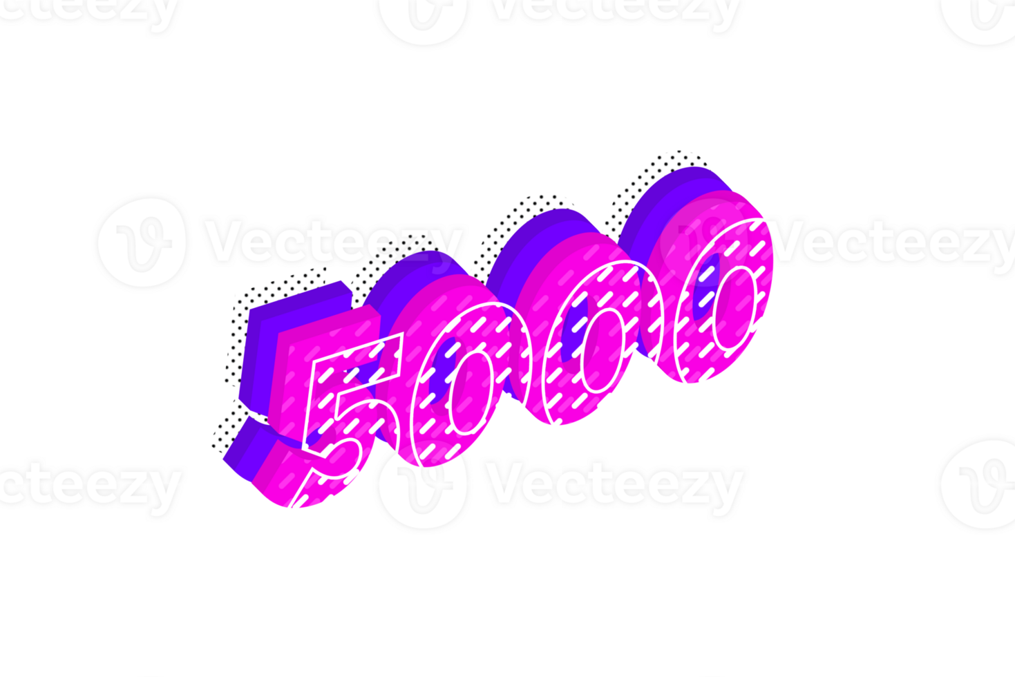 5000 subscribers celebration greeting Number with multi layer design png