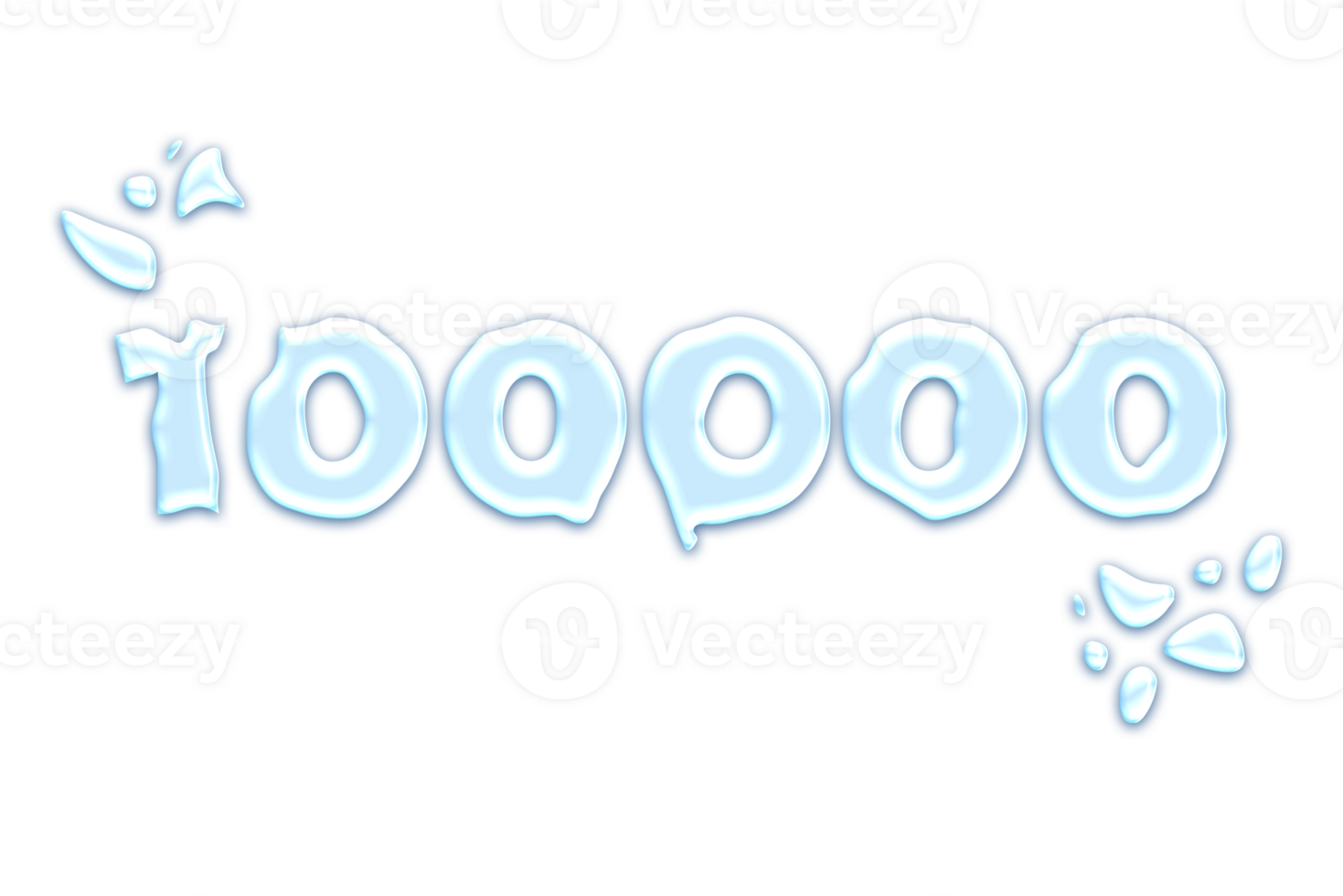 100000 subscribers celebration greeting Number with water design png