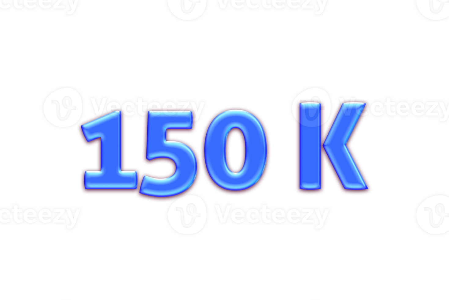 150 k subscribers celebration greeting Number with blue glosse design png