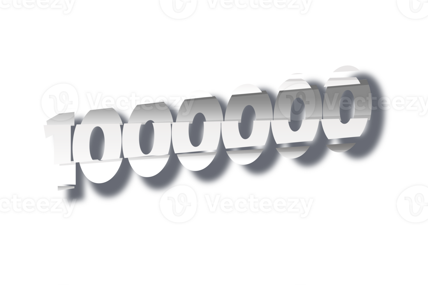 1000000 subscribers celebration greeting Number with cutting design png