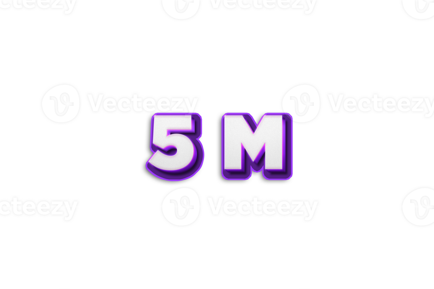 5 million subscribers celebration greeting Number with purple 3d design png