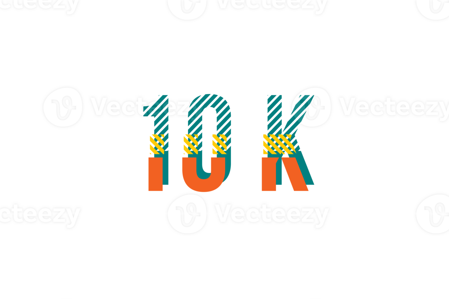 10 k subscribers celebration greeting Number with stripe design png
