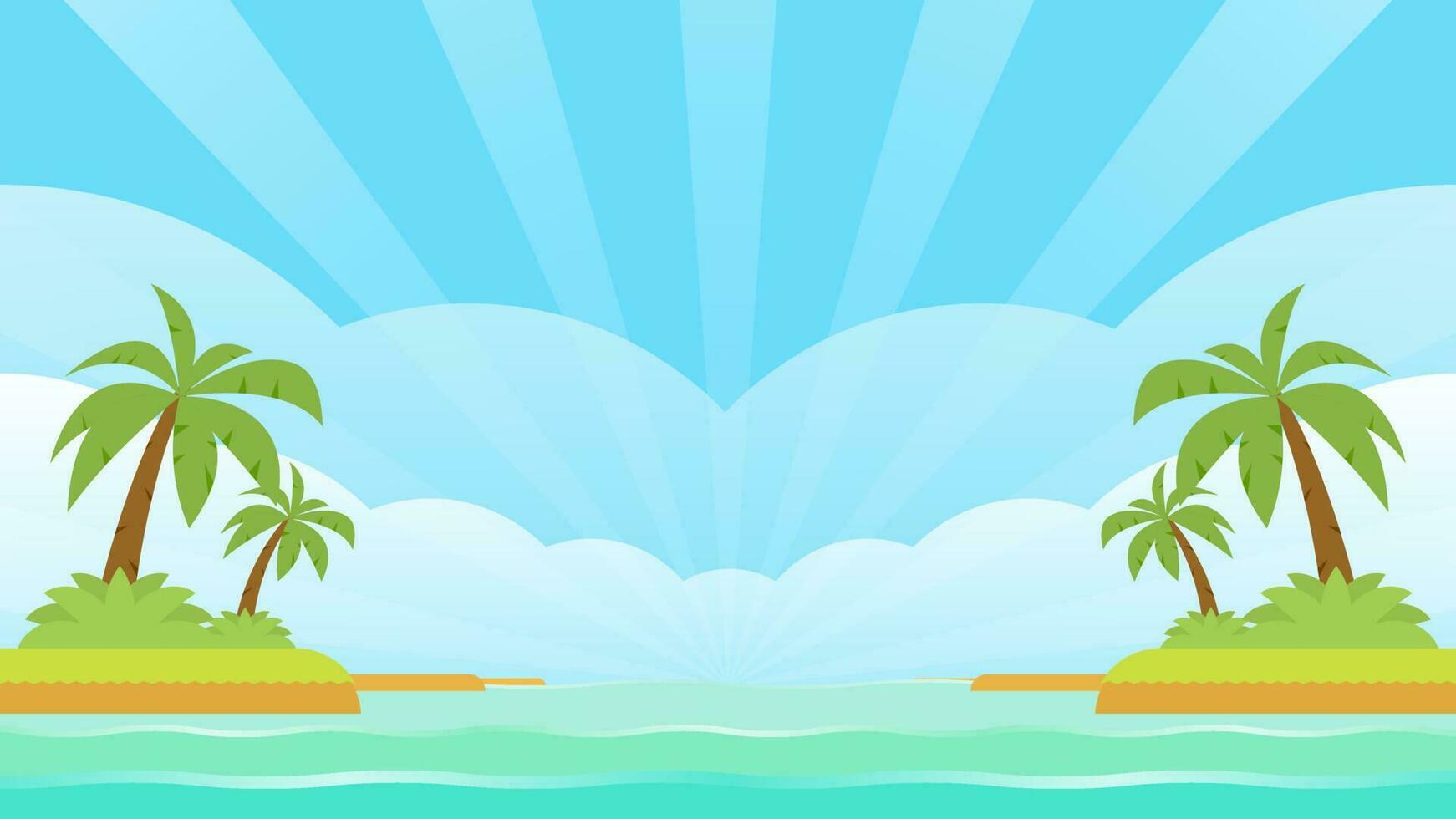 Tropical Beach Vector Background Illustration