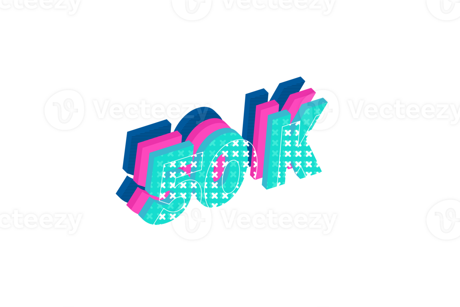 50 k subscribers celebration greeting Number with multi layers design png