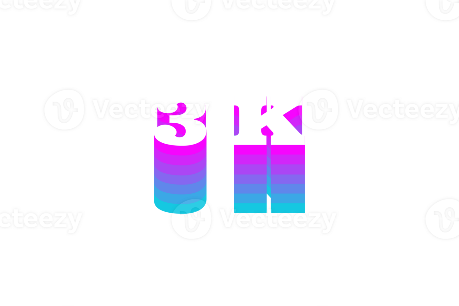 3 k subscribers celebration greeting Number with multi color design png