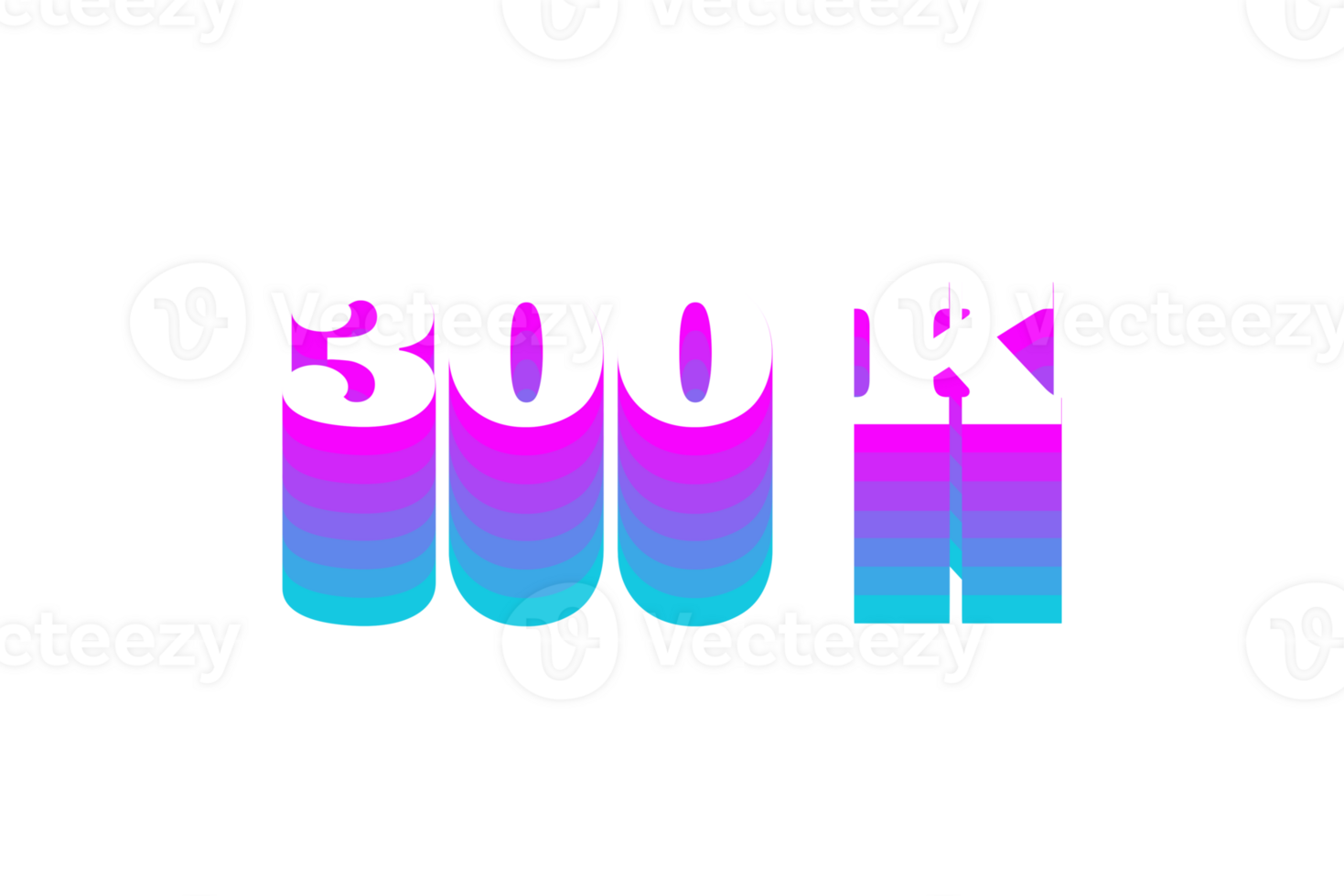 300 k subscribers celebration greeting Number with multi color design png