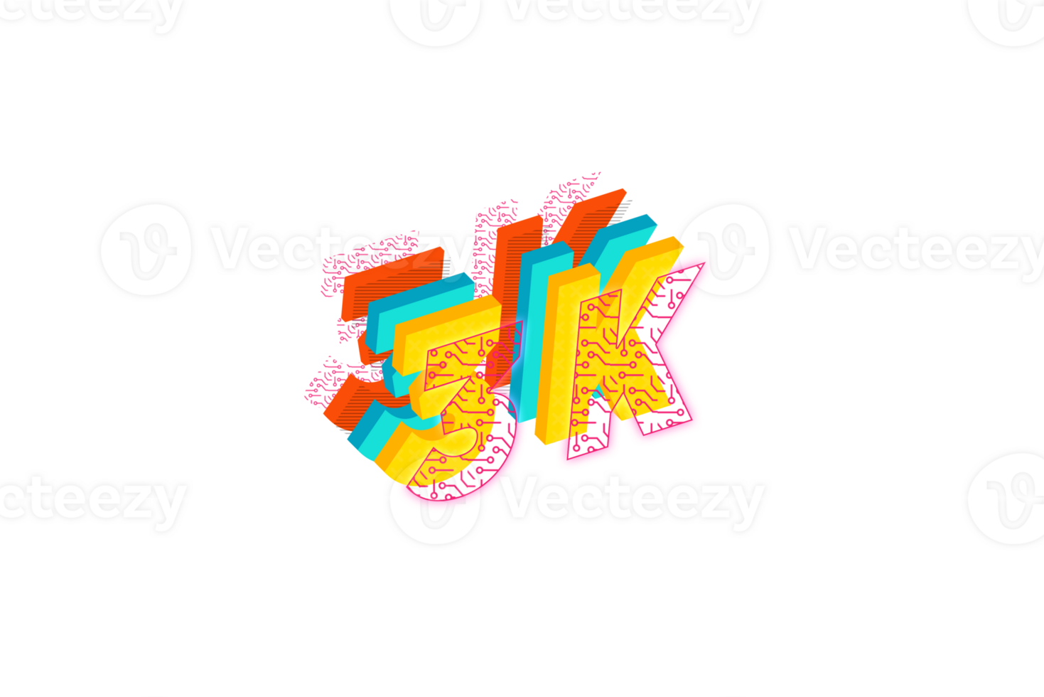 3 k subscribers celebration greeting Number with tech design png