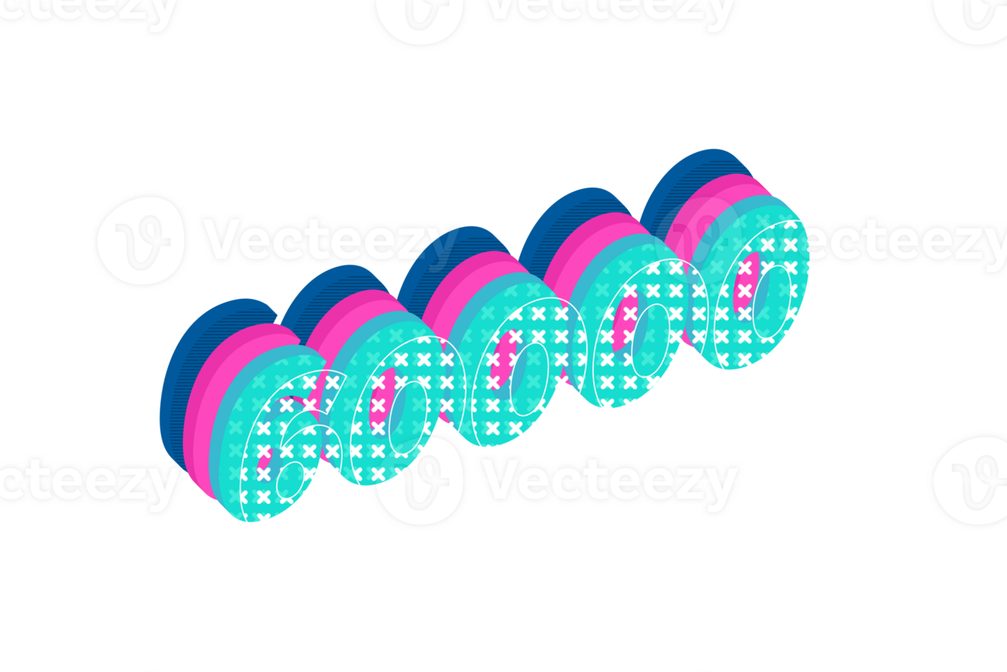 60000 subscribers celebration greeting Number with multi layers design png