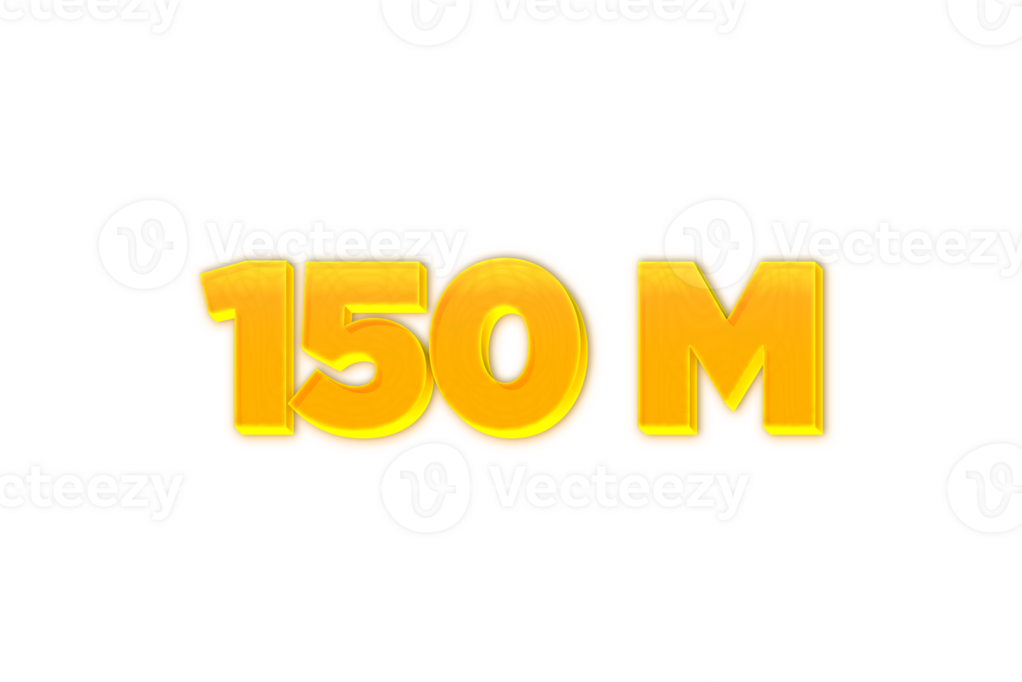 150 million subscribers celebration greeting Number with yellow design png