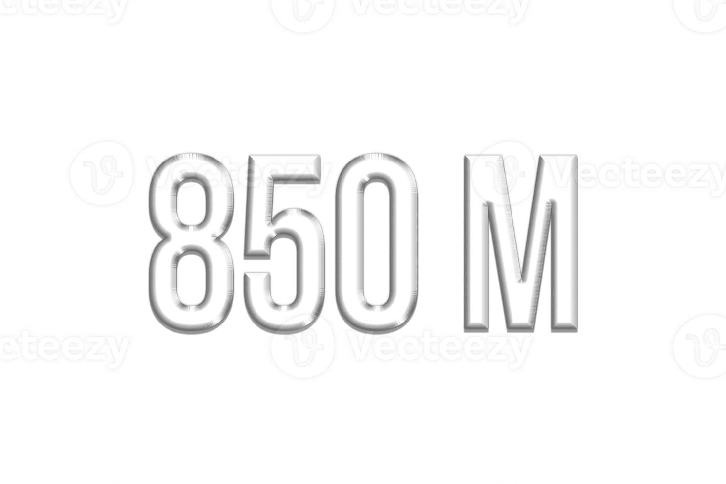 850 million subscribers celebration greeting Number with silver design png