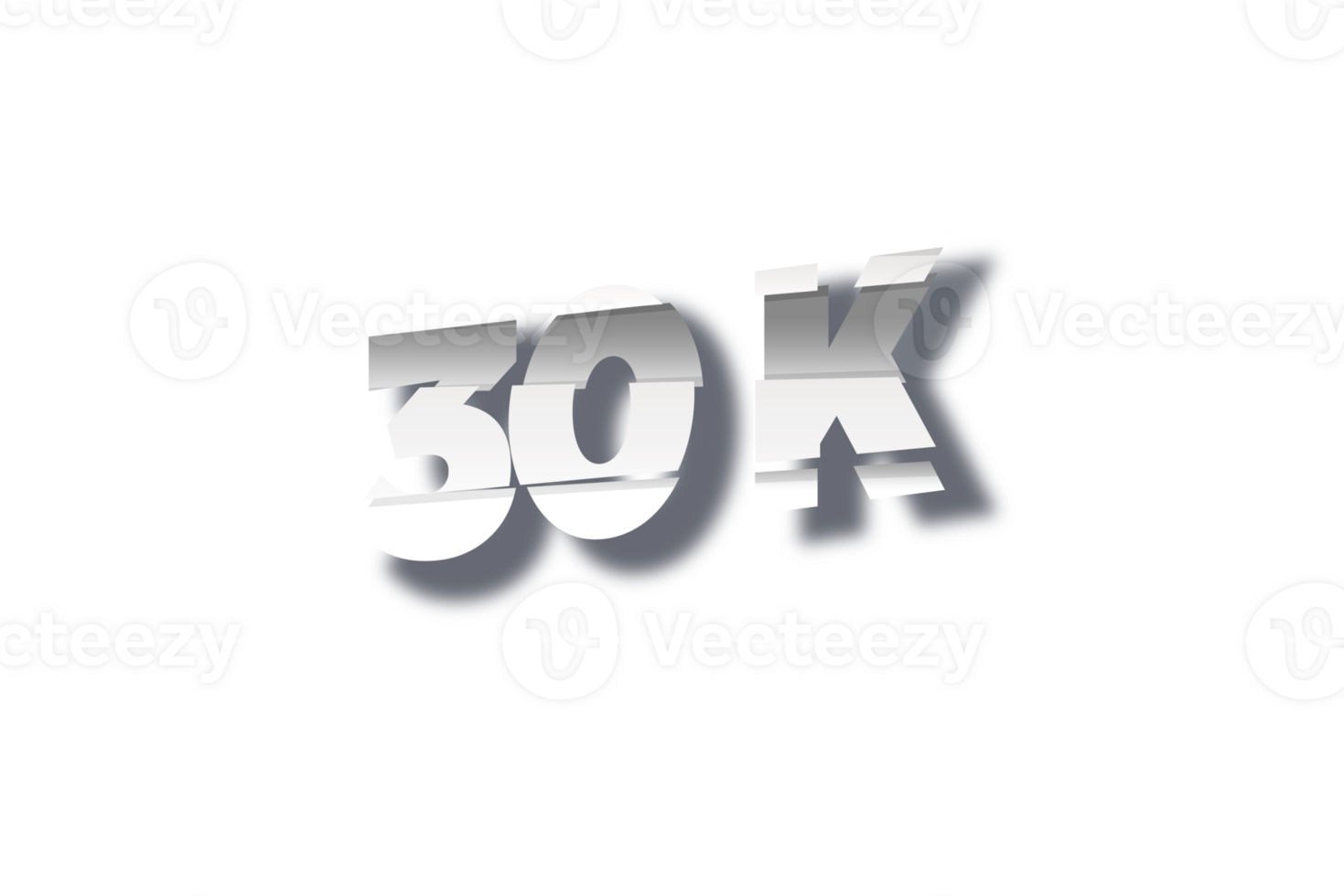 30 k subscribers celebration greeting Number with cutting design png
