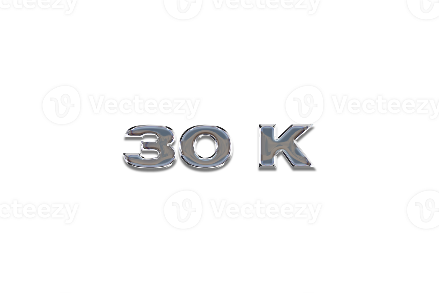 30 k subscribers celebration greeting Number with chrome design png