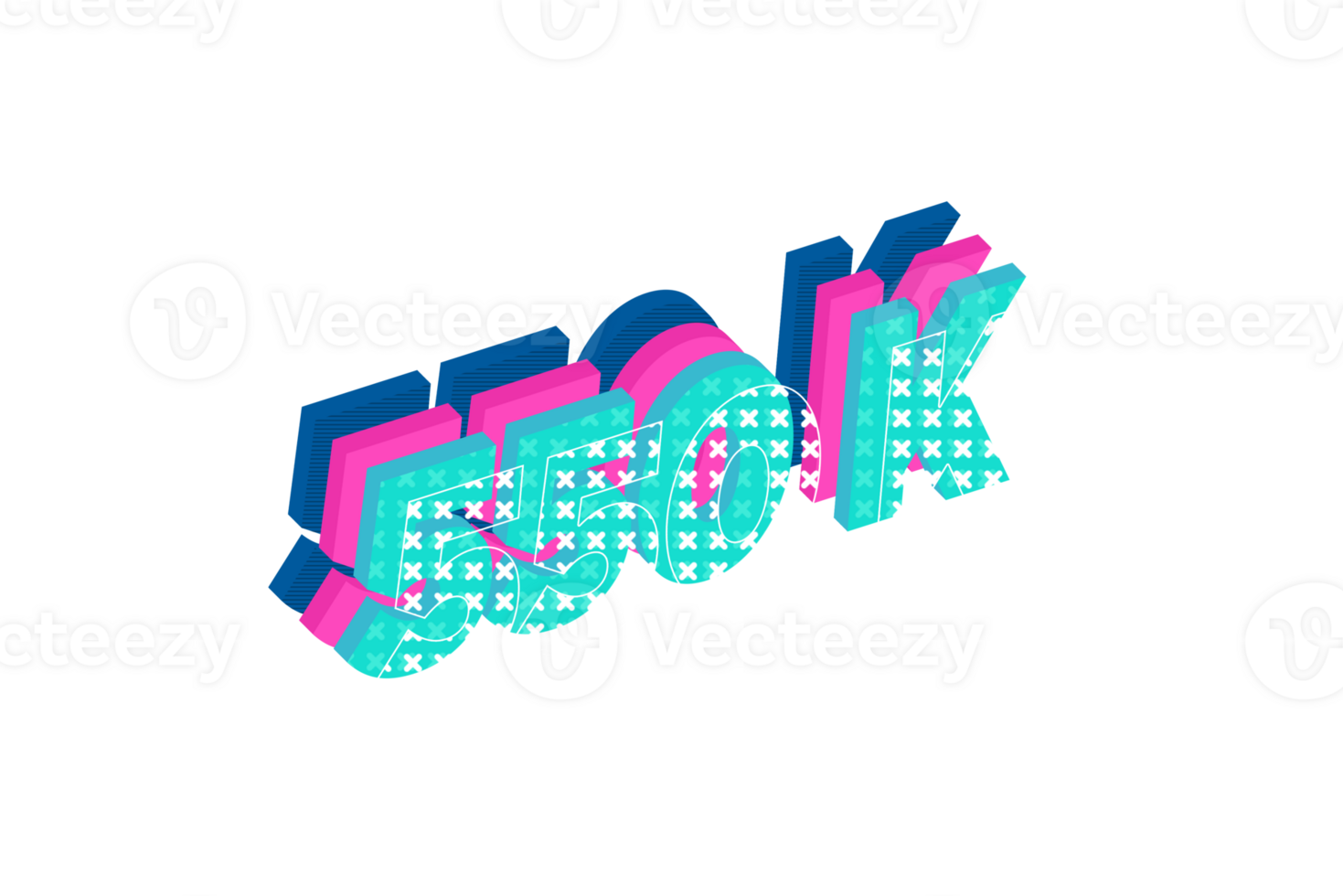 550 k subscribers celebration greeting Number with multi layers design png
