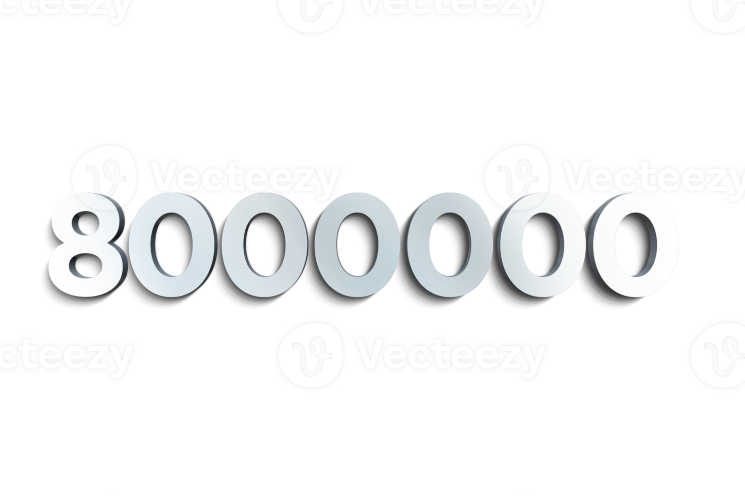 8000000 subscribers celebration greeting Number with steel design png