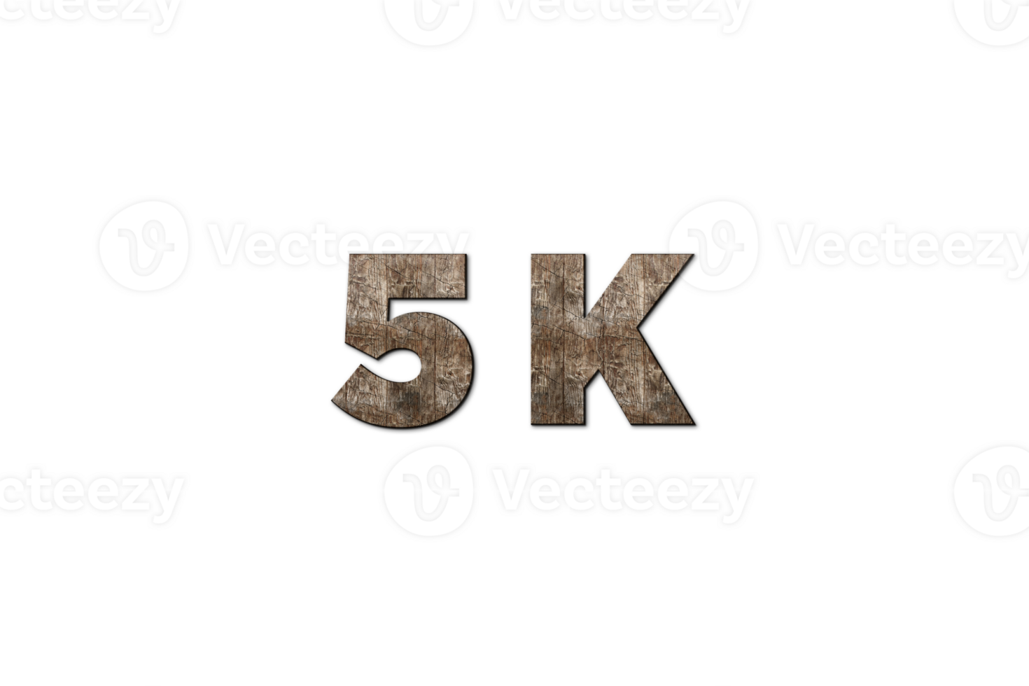 5 k subscribers celebration greeting Number with old walnut wood design png