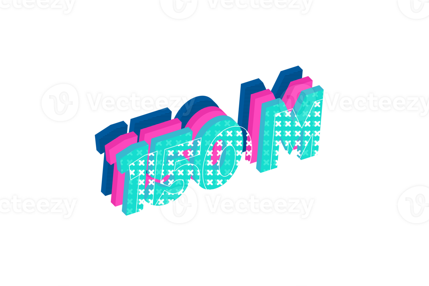 150 million subscribers celebration greeting Number with multi layers design png