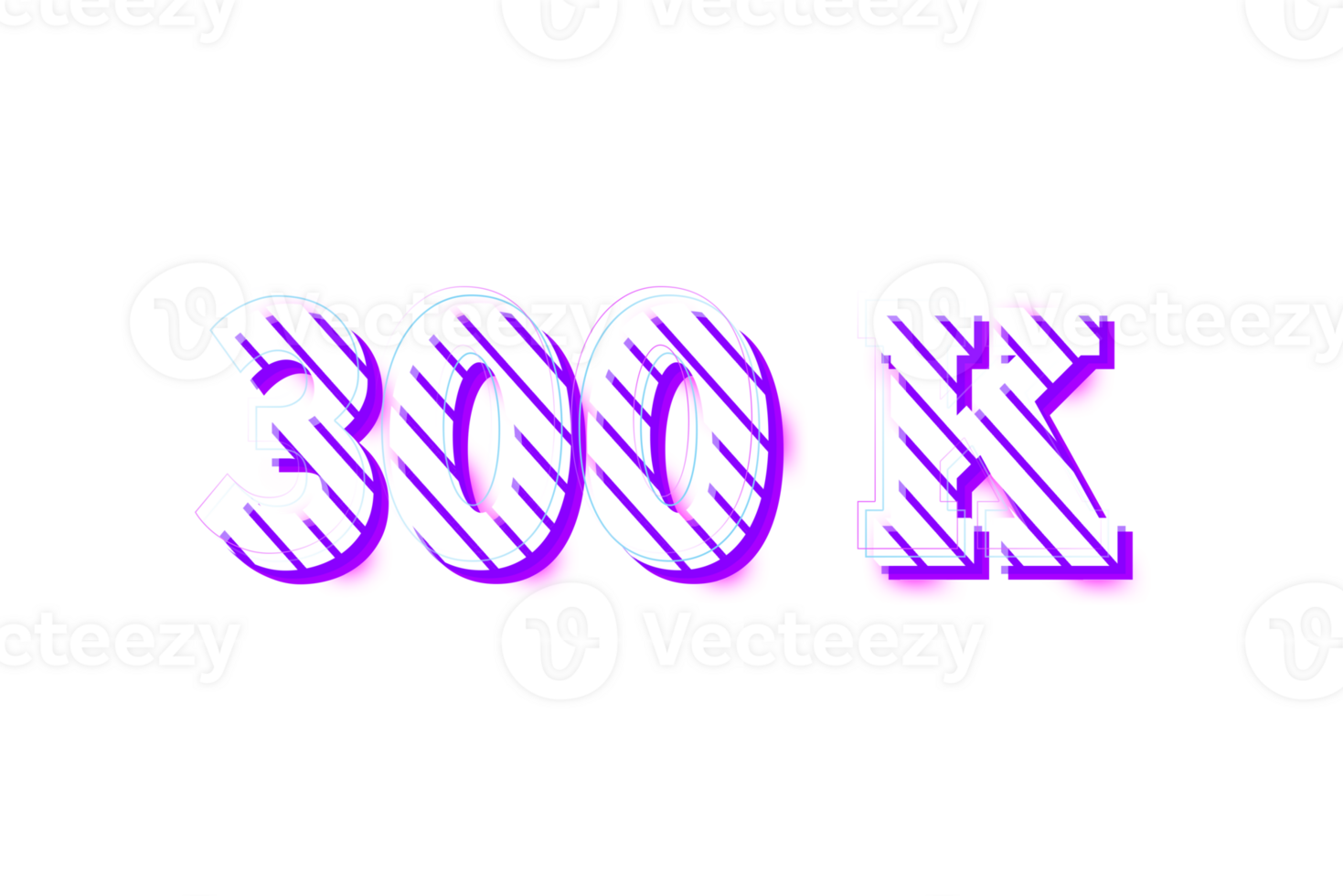 300 k subscribers celebration greeting Number with stripe design png