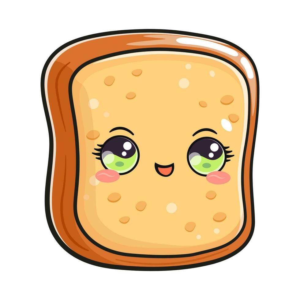 Cute funny toast. Vector hand drawn cartoon kawaii character illustration icon. Isolated on white background. Sliced toast bread character concept