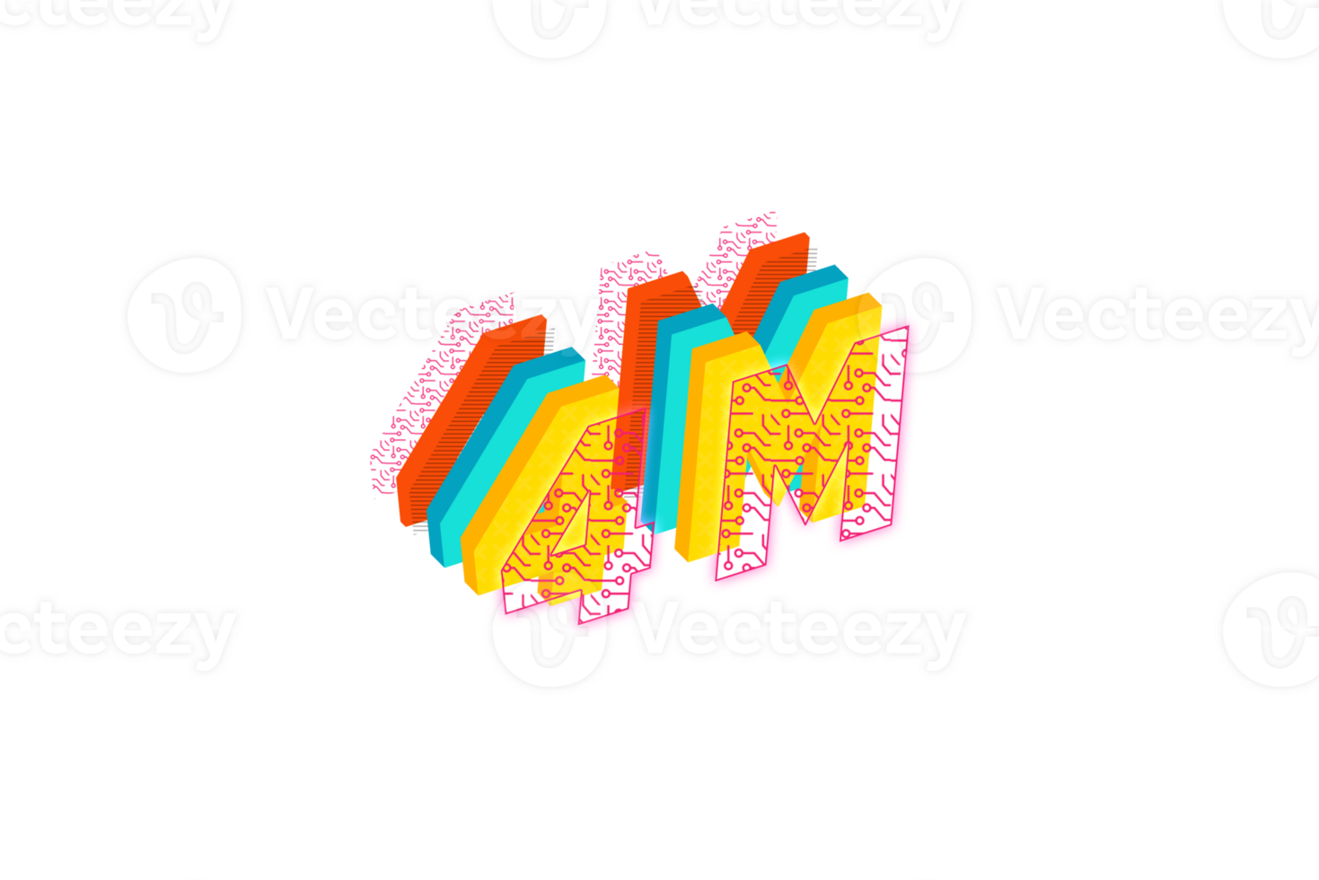4 million subscribers celebration greeting Number with tech design png