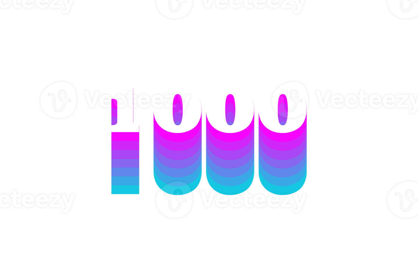 1000 subscribers celebration greeting Number with multi color design png