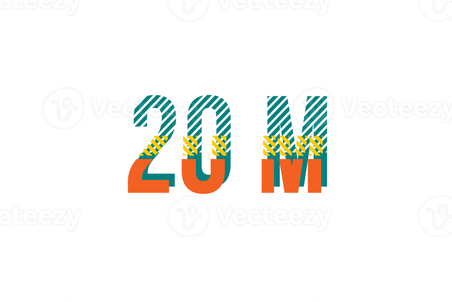 20 million subscribers celebration greeting Number with strips design png