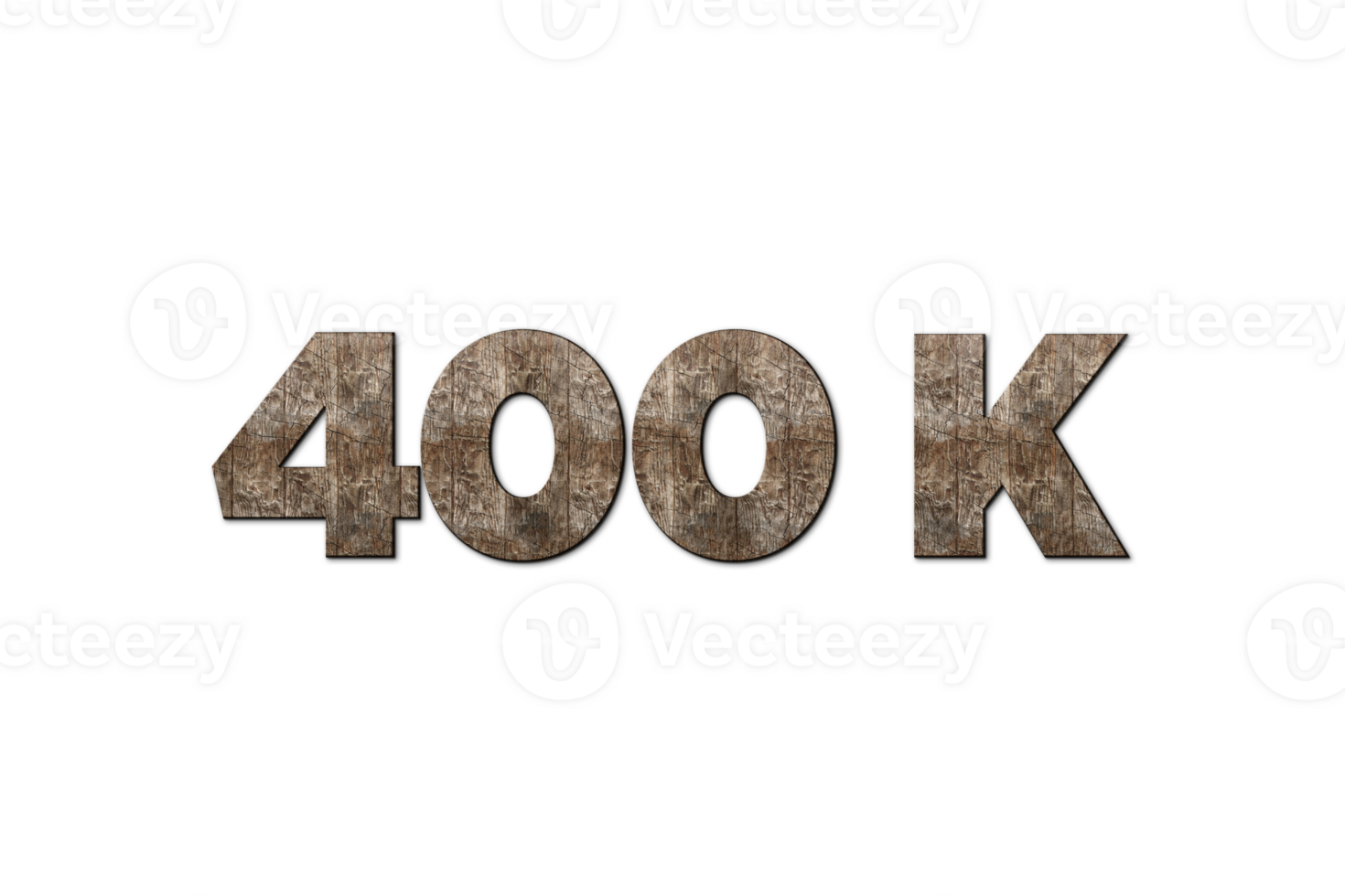 400 k subscribers celebration greeting Number with old walnut wood design png
