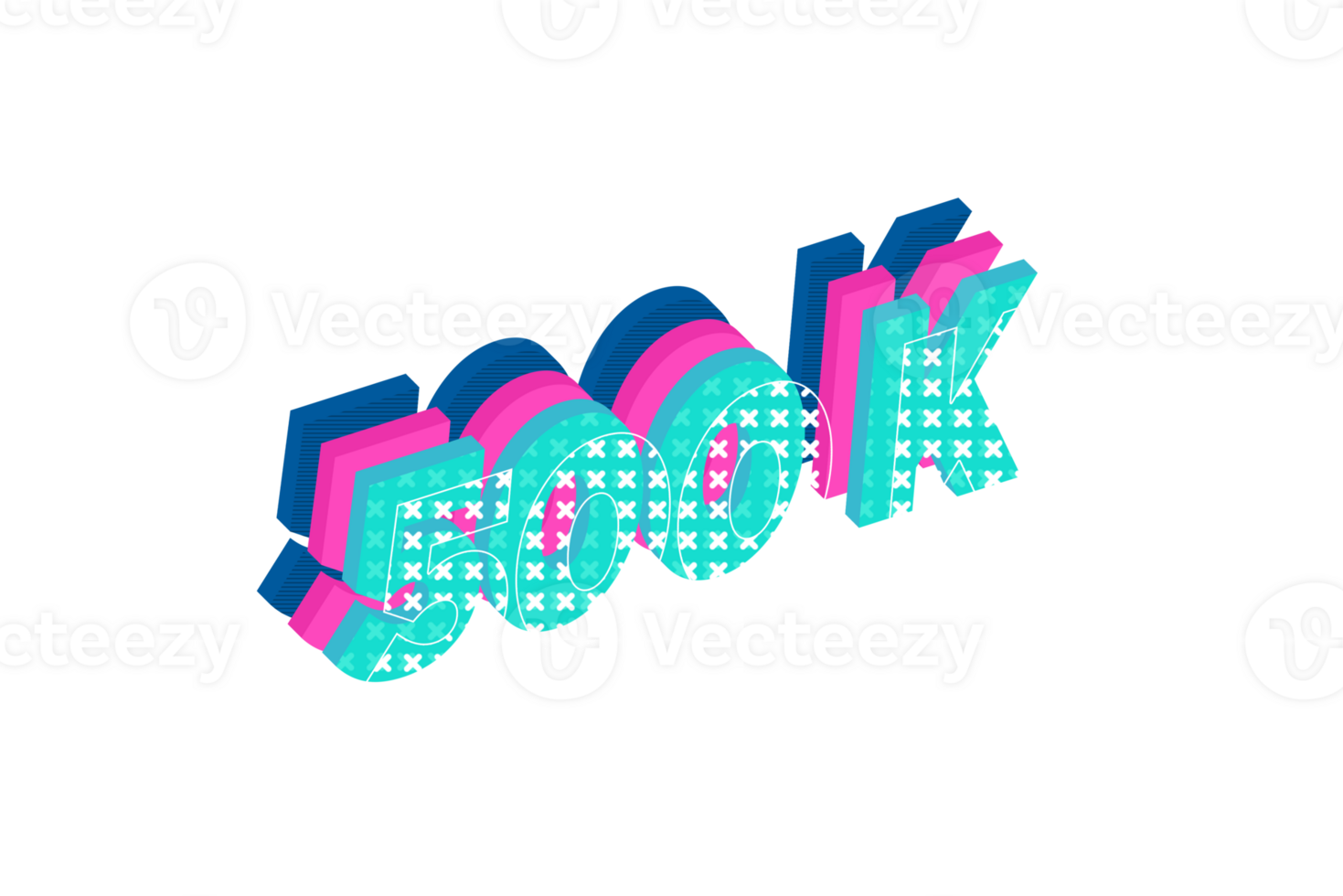 500 k subscribers celebration greeting Number with multi layers design png