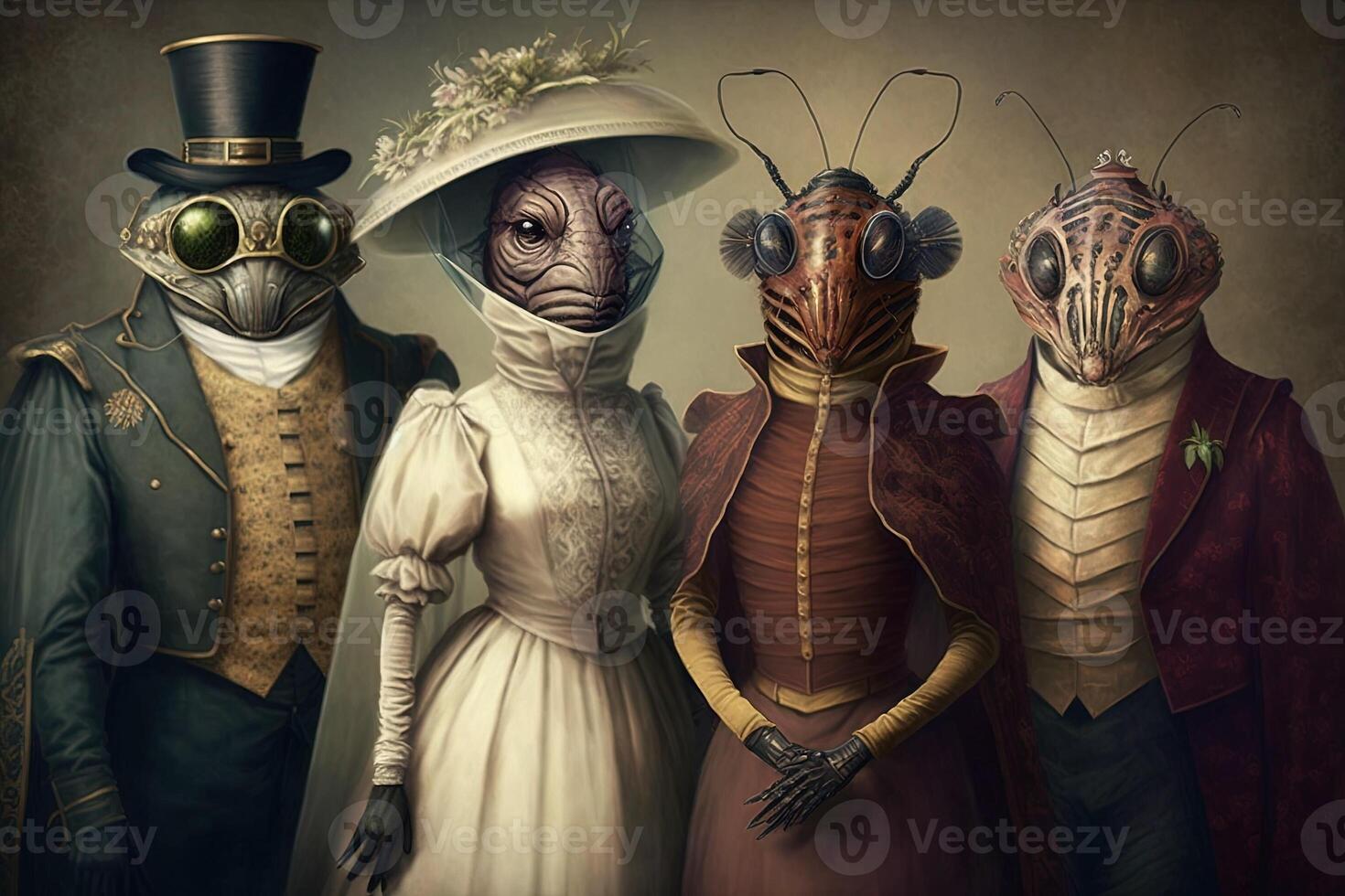 insects animals dressed in victorian era clothing illustration photo