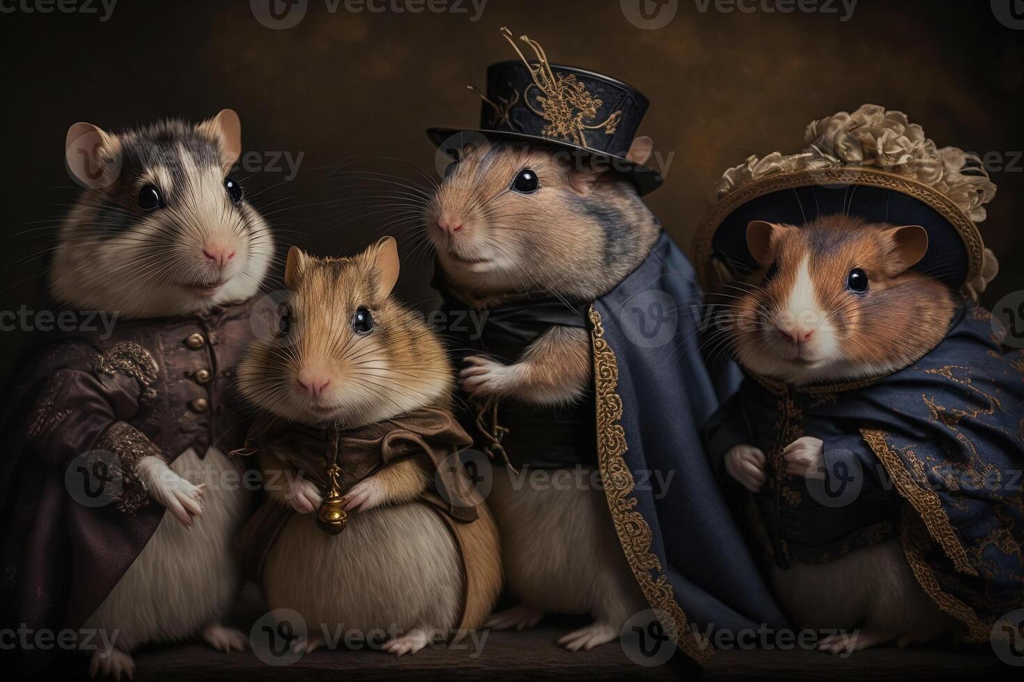 hamster animals dressed in victorian era clothing illustration photo