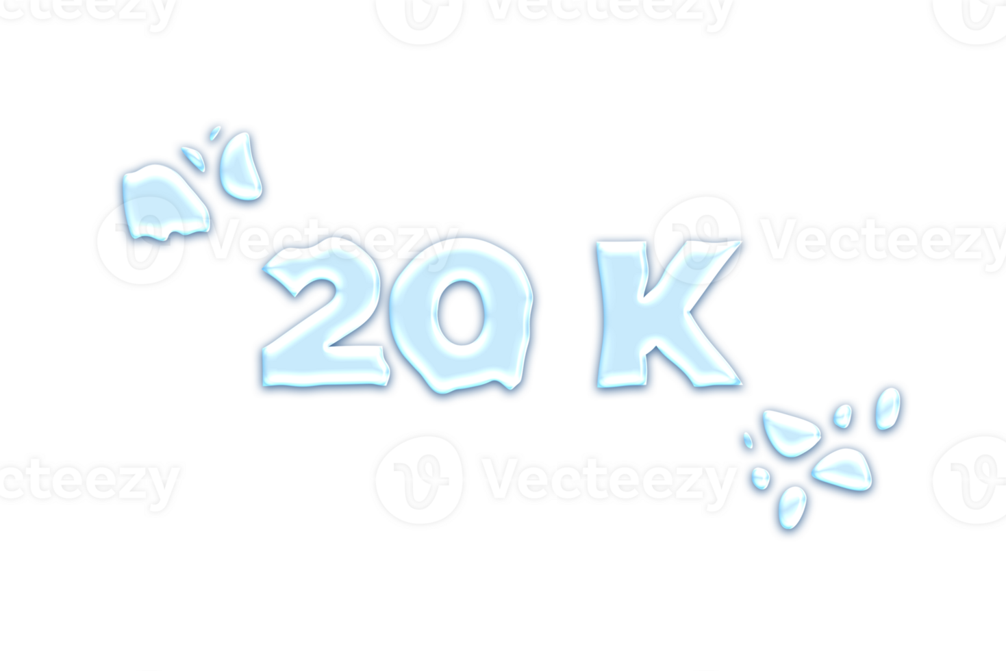 20 k subscribers celebration greeting Number with water design png