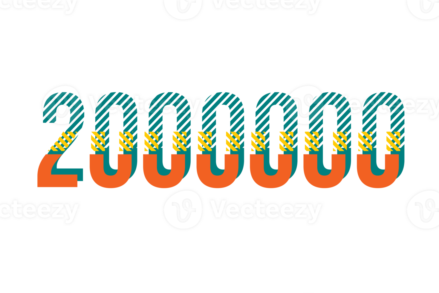 2000000 subscribers celebration greeting Number with strips design png