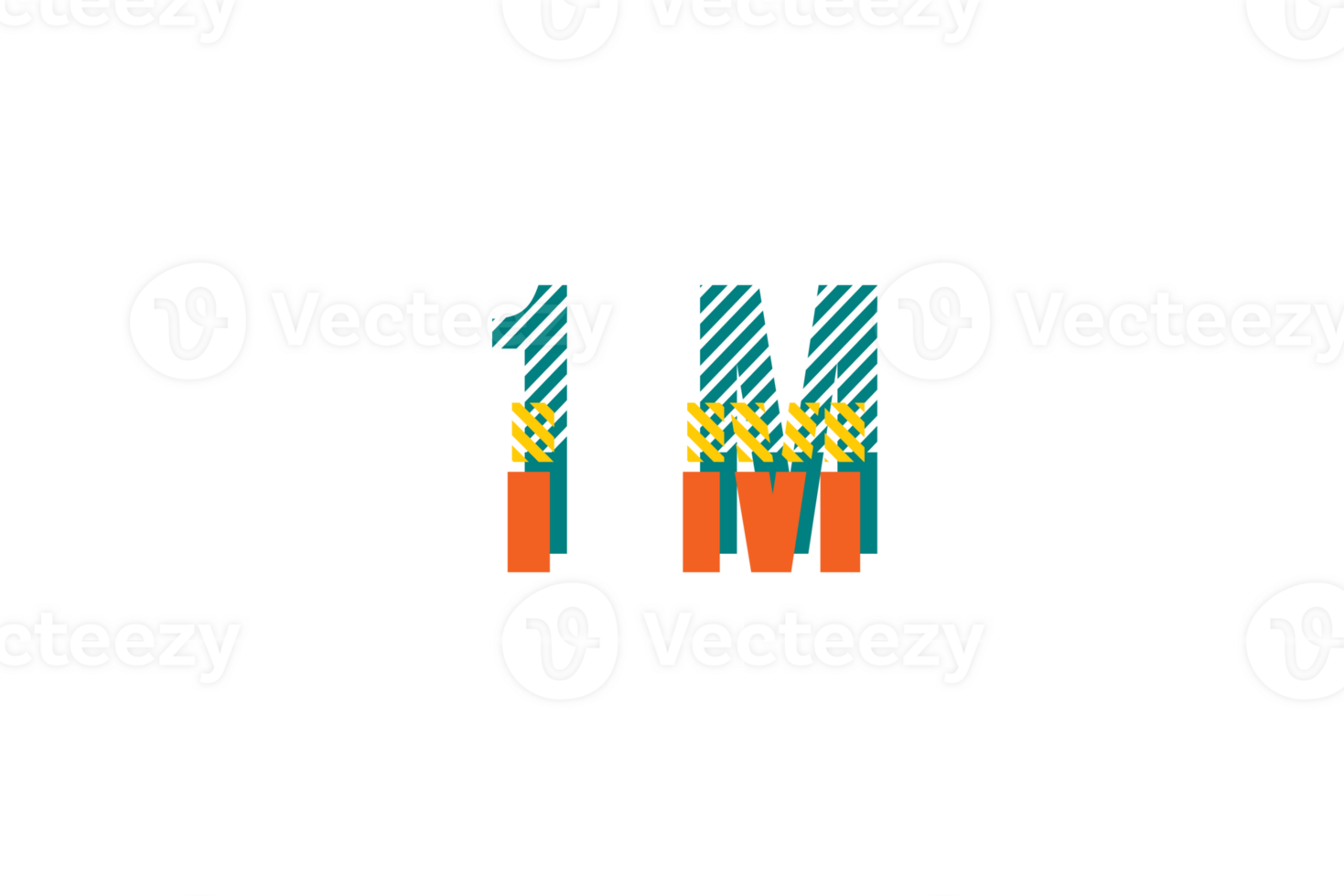 1 million subscribers celebration greeting Number with stripe design png